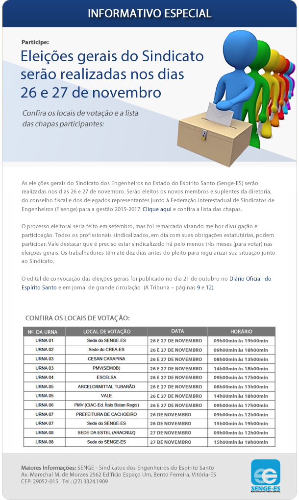 Eleições Sindicato dos Engenheiros do Espírito Santo